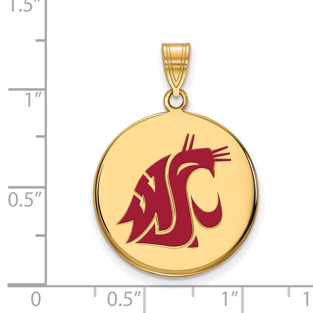 Alternate view of the 14k Gold Plated Silver Washington State Large Enamel Disc Pendant by The Black Bow Jewelry Co.