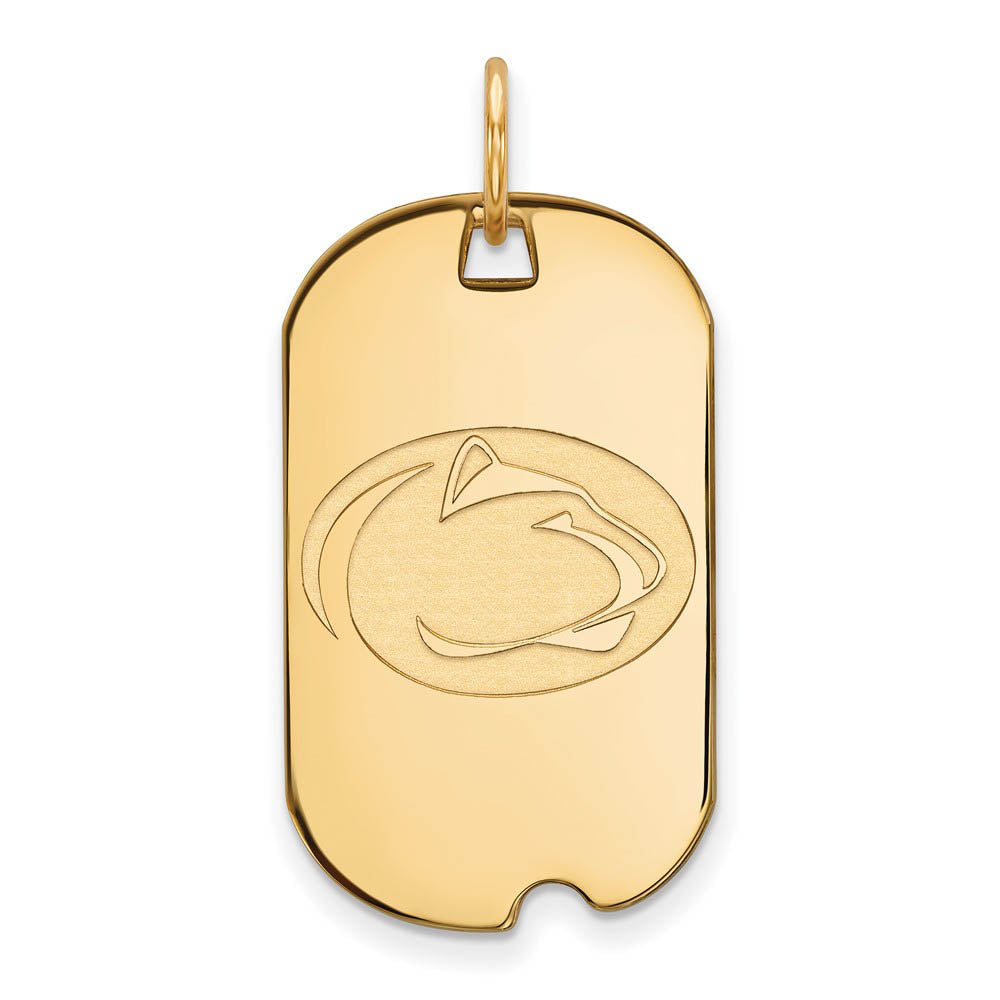14k Gold Plated Silver Penn State Dog Tag Pendant, Item P25167 by The Black Bow Jewelry Co.