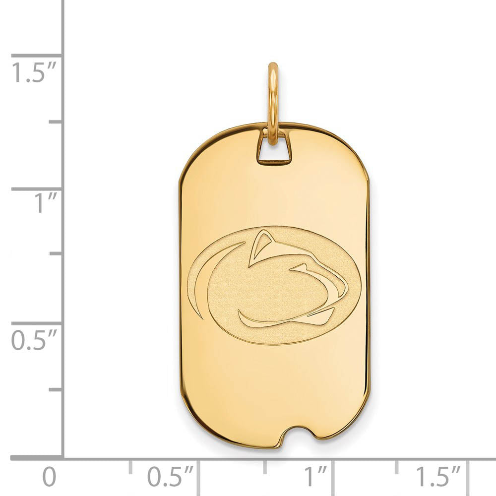 Alternate view of the 14k Gold Plated Silver Penn State Dog Tag Pendant by The Black Bow Jewelry Co.