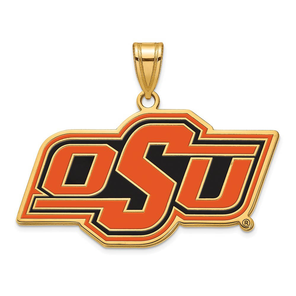 14k Gold Plated Silver Oklahoma State Large Enamel Pendant, Item P25172 by The Black Bow Jewelry Co.
