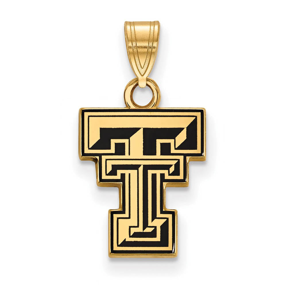 14k Gold Plated Silver Texas Tech U. Small Enamel Pendant, Item P25174 by The Black Bow Jewelry Co.