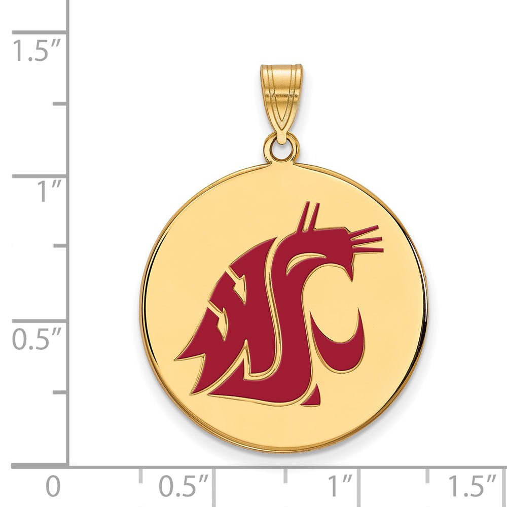 Alternate view of the 14k Gold Plated Silver Washington State XL Enamel Disc Pendant by The Black Bow Jewelry Co.
