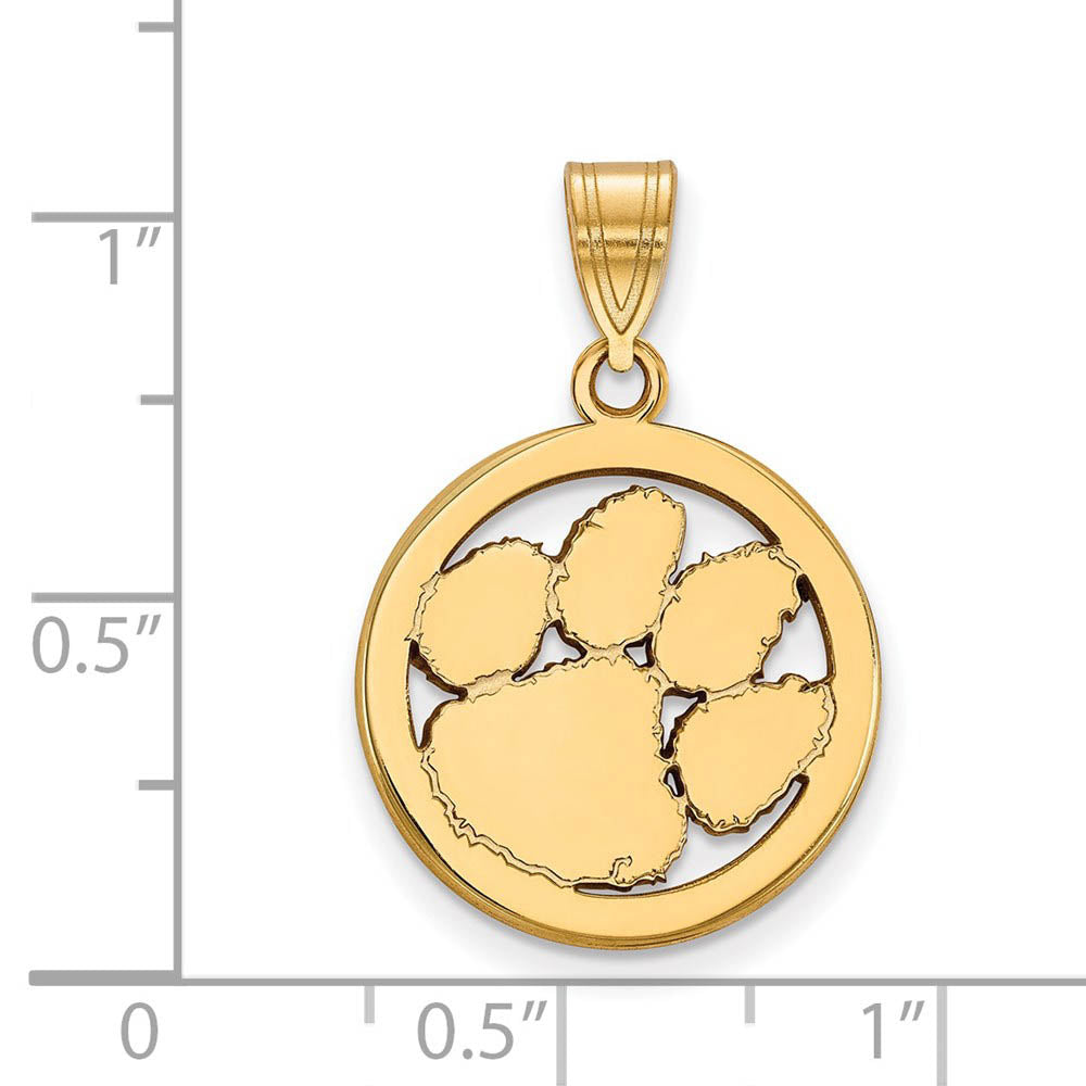 Alternate view of the 14k Gold Plated Silver Clemson U Small Circle Pendant by The Black Bow Jewelry Co.