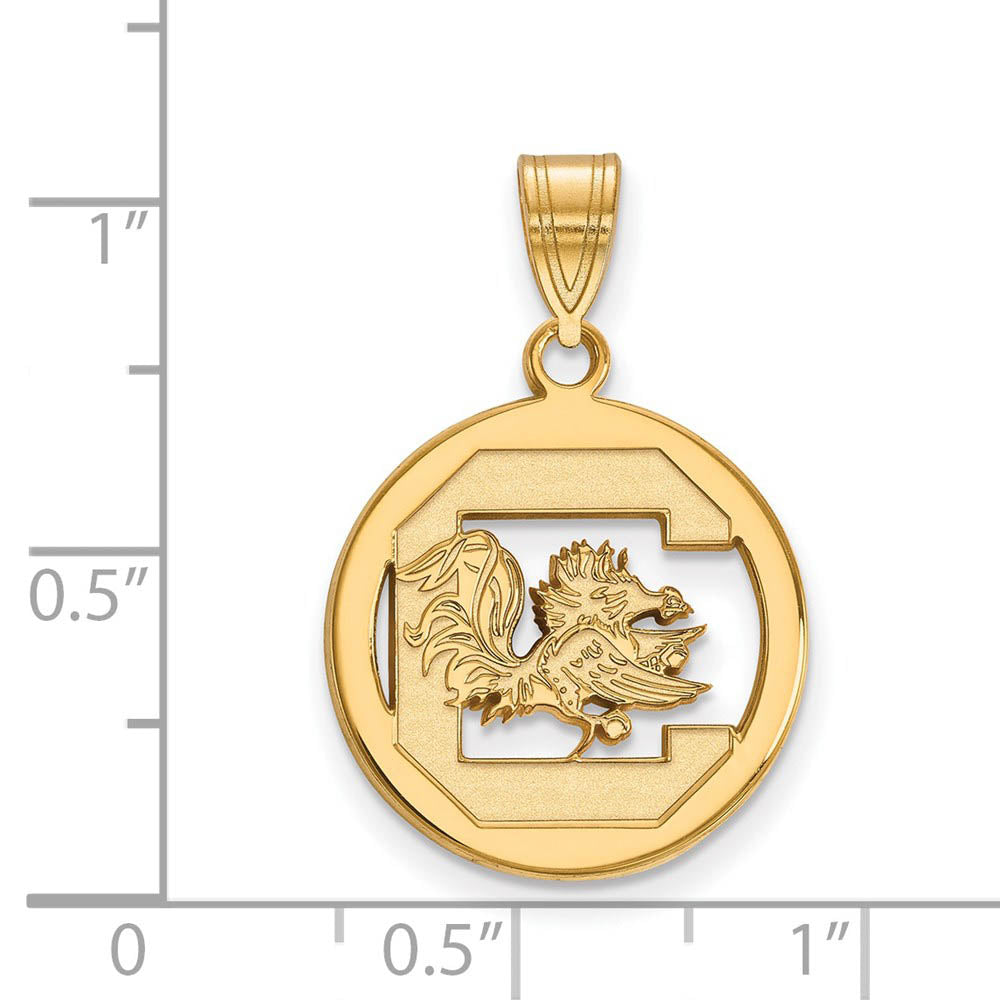 Alternate view of the 14k Gold Plated Silver South Carolina Small Circle Pendant by The Black Bow Jewelry Co.