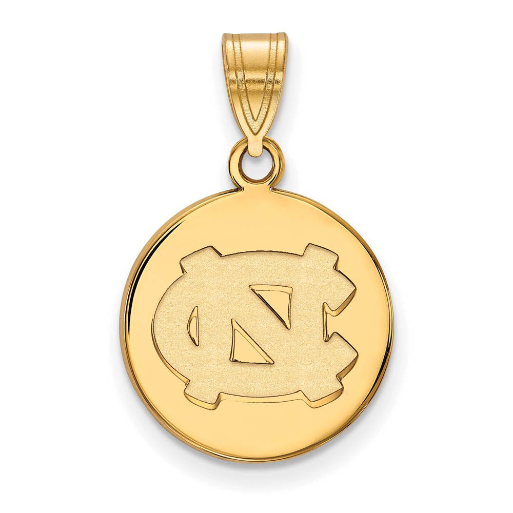 14k Gold Plated Silver North Carolina Medium Disc Pendant, Item P25221 by The Black Bow Jewelry Co.