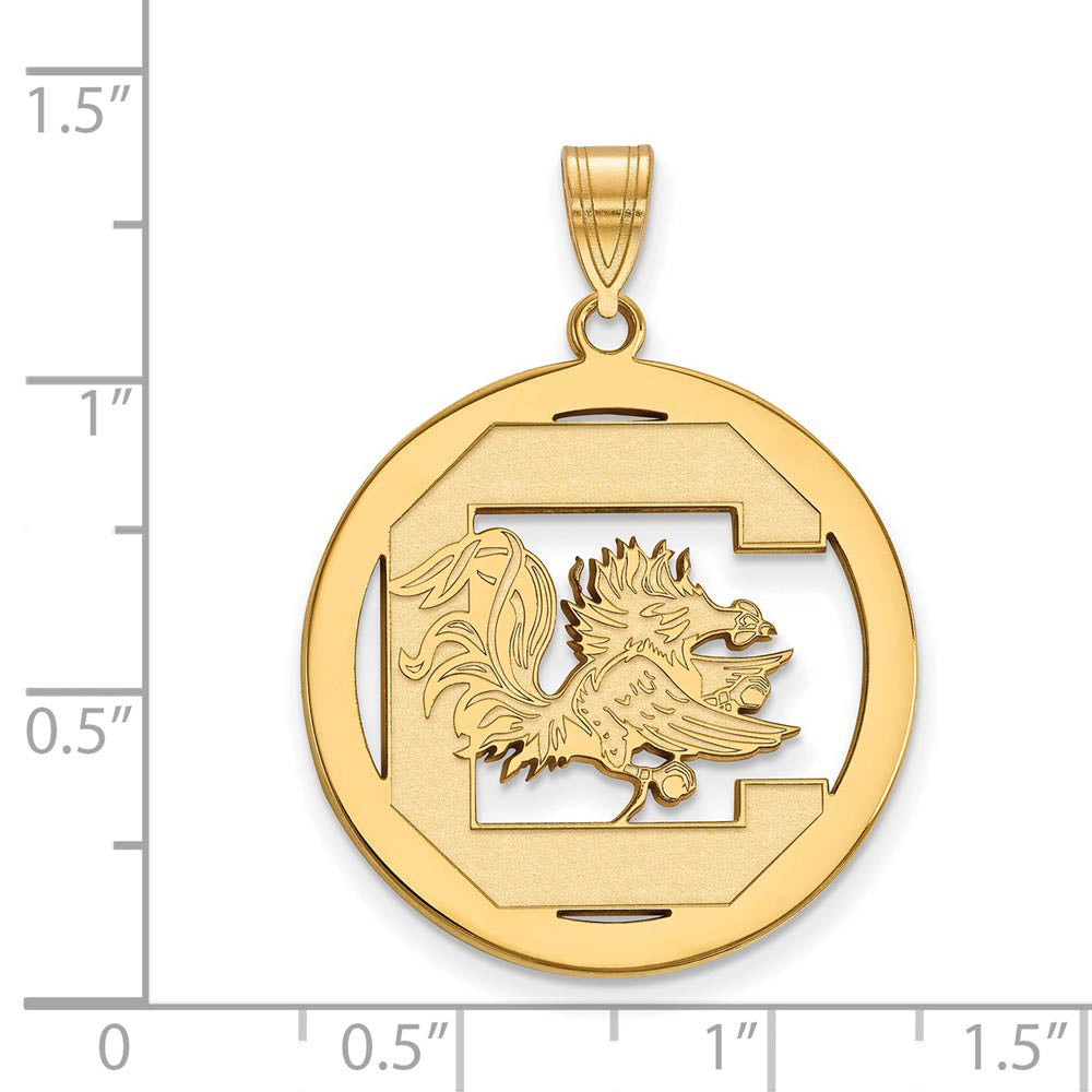 Alternate view of the 14k Gold Plated Silver South Carolina XL Circle Pendant by The Black Bow Jewelry Co.