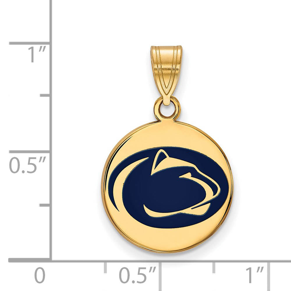 Alternate view of the 14k Gold Plated Silver Penn State Md Enamel Logo Disc Pendant by The Black Bow Jewelry Co.