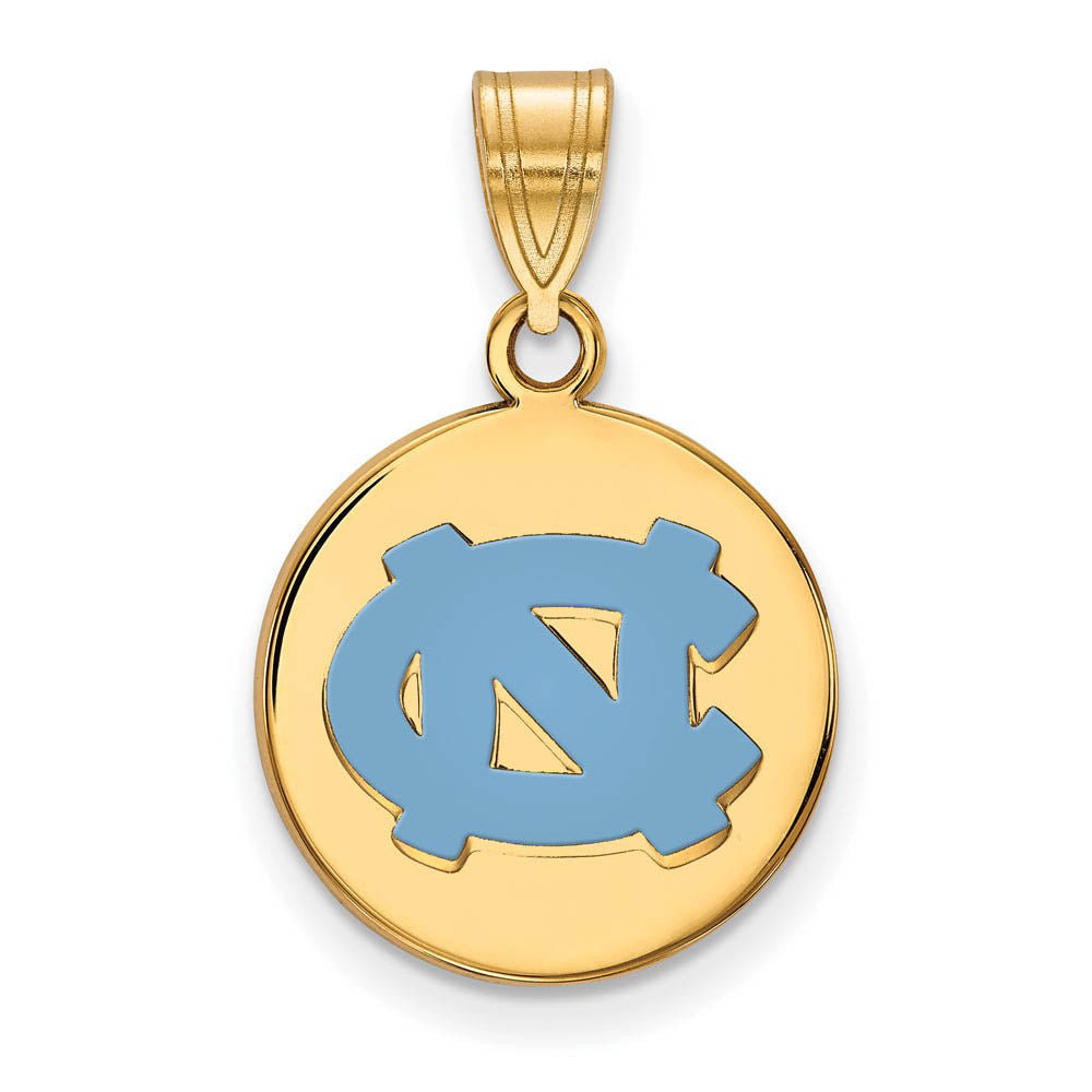 14k Gold Plated Silver North Carolina Medium Enamel Disc Pendant, Item P25234 by The Black Bow Jewelry Co.