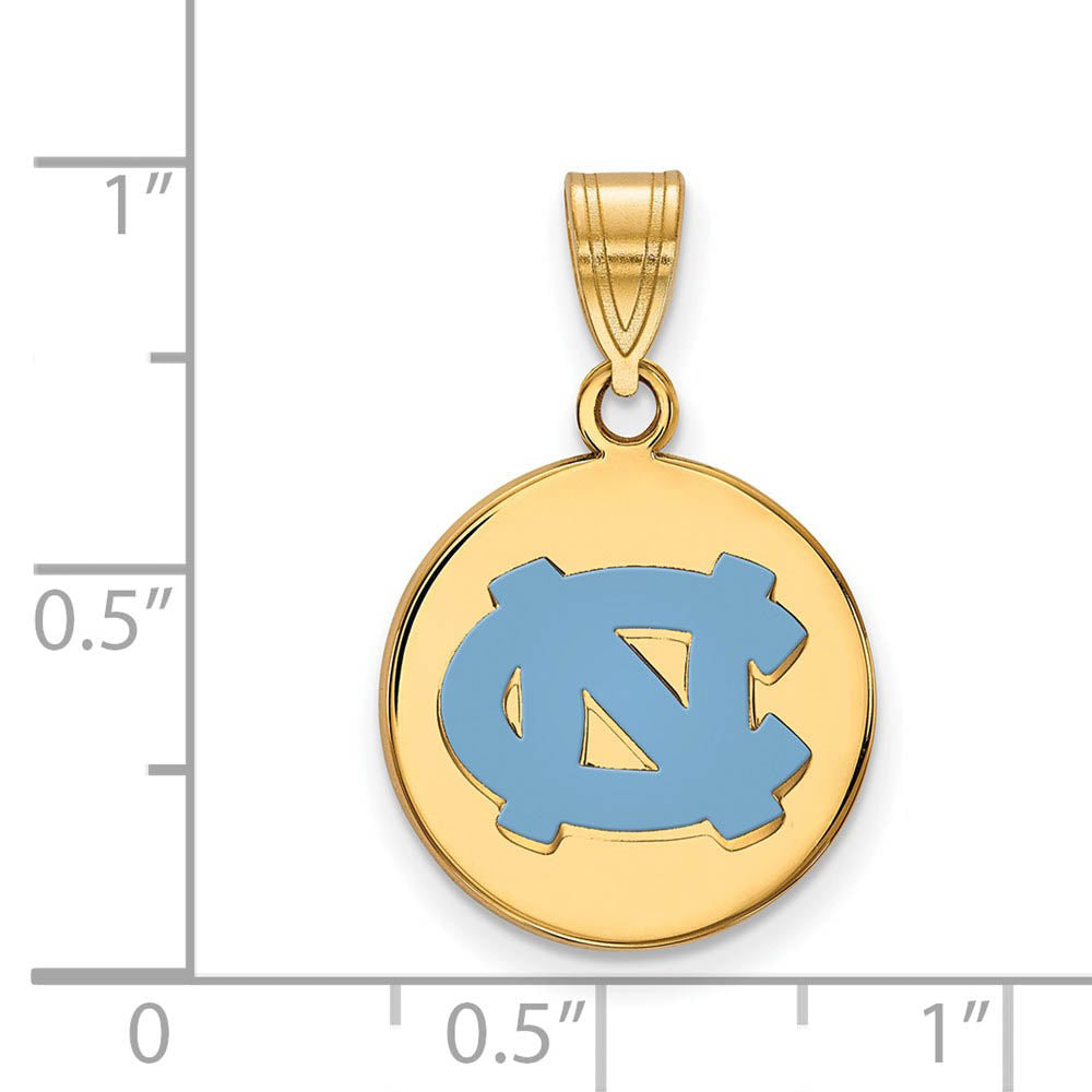 Alternate view of the 14k Gold Plated Silver North Carolina Medium Enamel Disc Pendant by The Black Bow Jewelry Co.