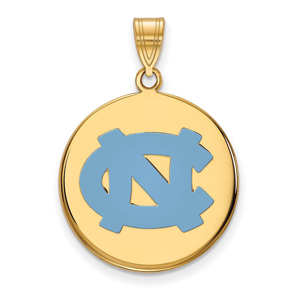 14k Gold Plated Silver North Carolina Large Enamel Disc Pendant, Item P25250 by The Black Bow Jewelry Co.