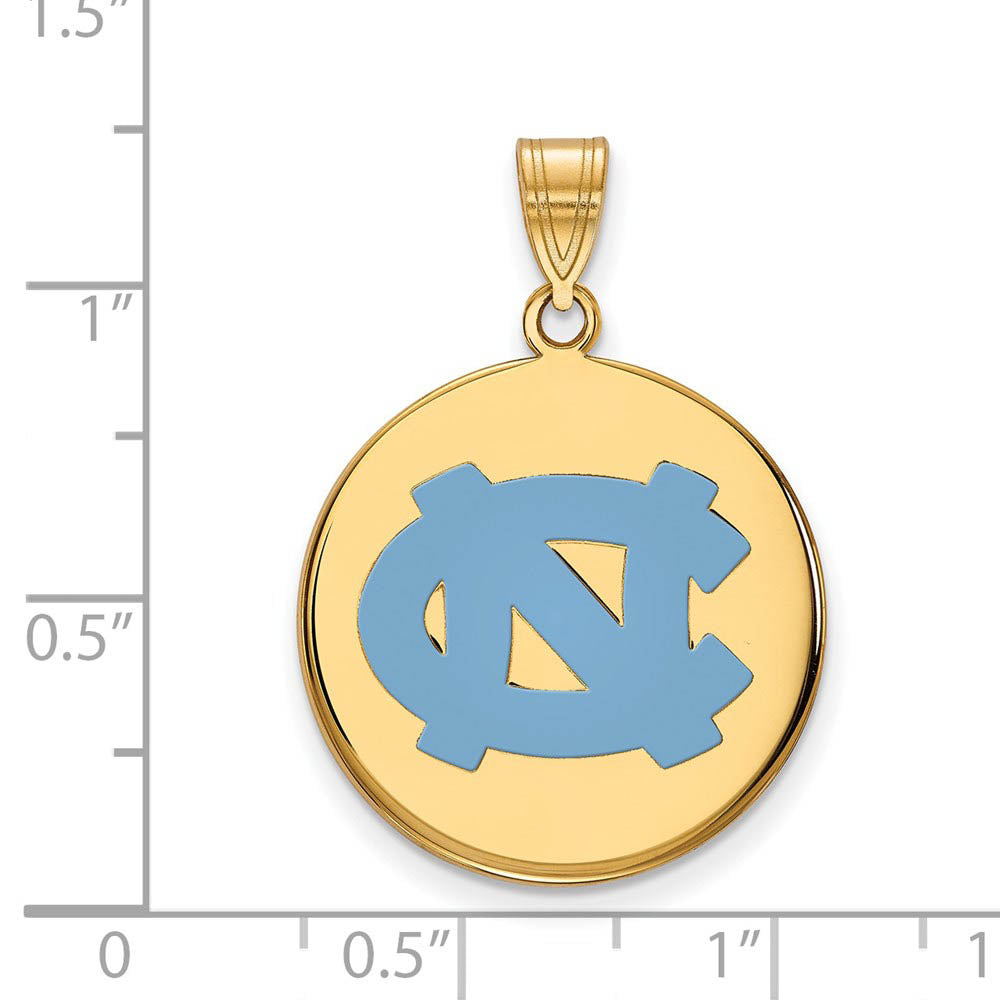 Alternate view of the 14k Gold Plated Silver North Carolina Large Enamel Disc Pendant by The Black Bow Jewelry Co.
