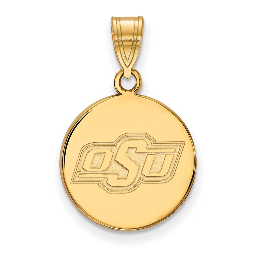 14k Gold Plated Silver Oklahoma State Medium Disc Pendant, Item P25251 by The Black Bow Jewelry Co.
