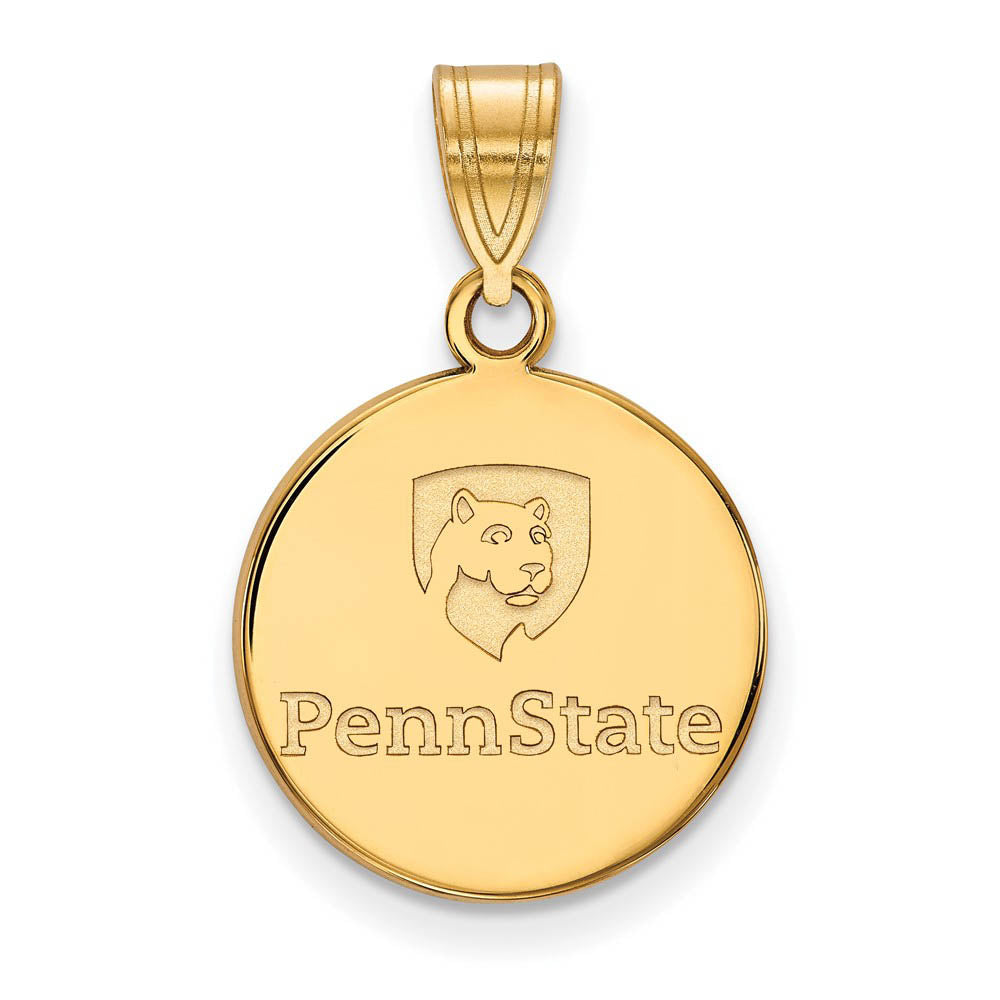 14k Gold Plated Silver Penn State Medium Logo Disc Pendant, Item P25253 by The Black Bow Jewelry Co.