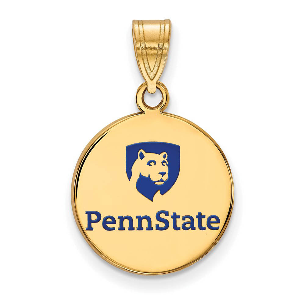14k Gold Plated Silver Penn State Medium Enamel Disc Pendant, Item P25262 by The Black Bow Jewelry Co.