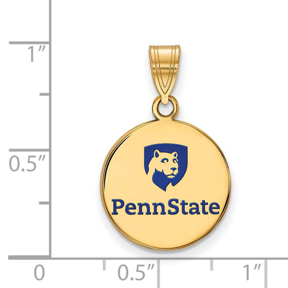 Alternate view of the 14k Gold Plated Silver Penn State Medium Enamel Disc Pendant by The Black Bow Jewelry Co.