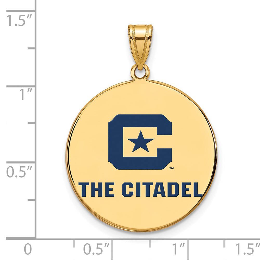 Alternate view of the 14K Yellow Gold Plated S. Silver The Citadel XL Enamel Disc Pendant by The Black Bow Jewelry Co.