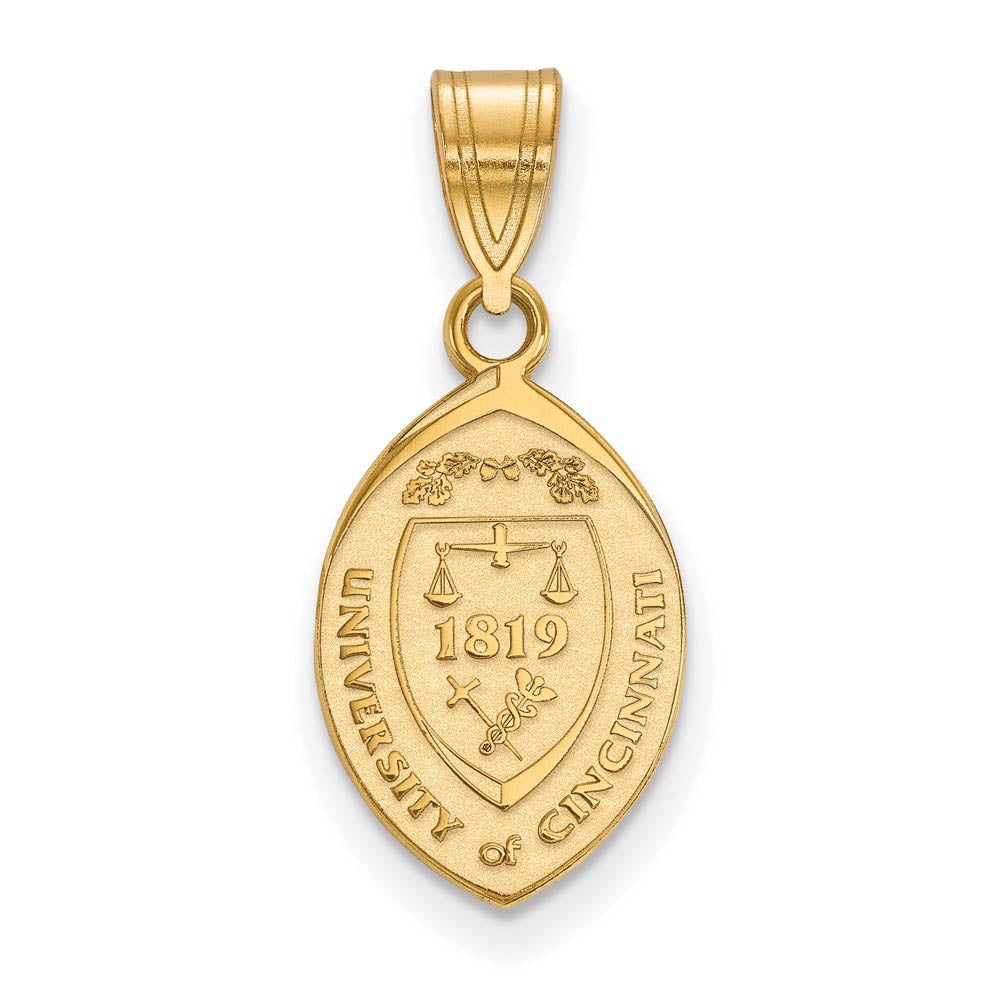 14k Gold Plated Silver U. of Cincinnati Medium Crest Pendant, Item P25281 by The Black Bow Jewelry Co.