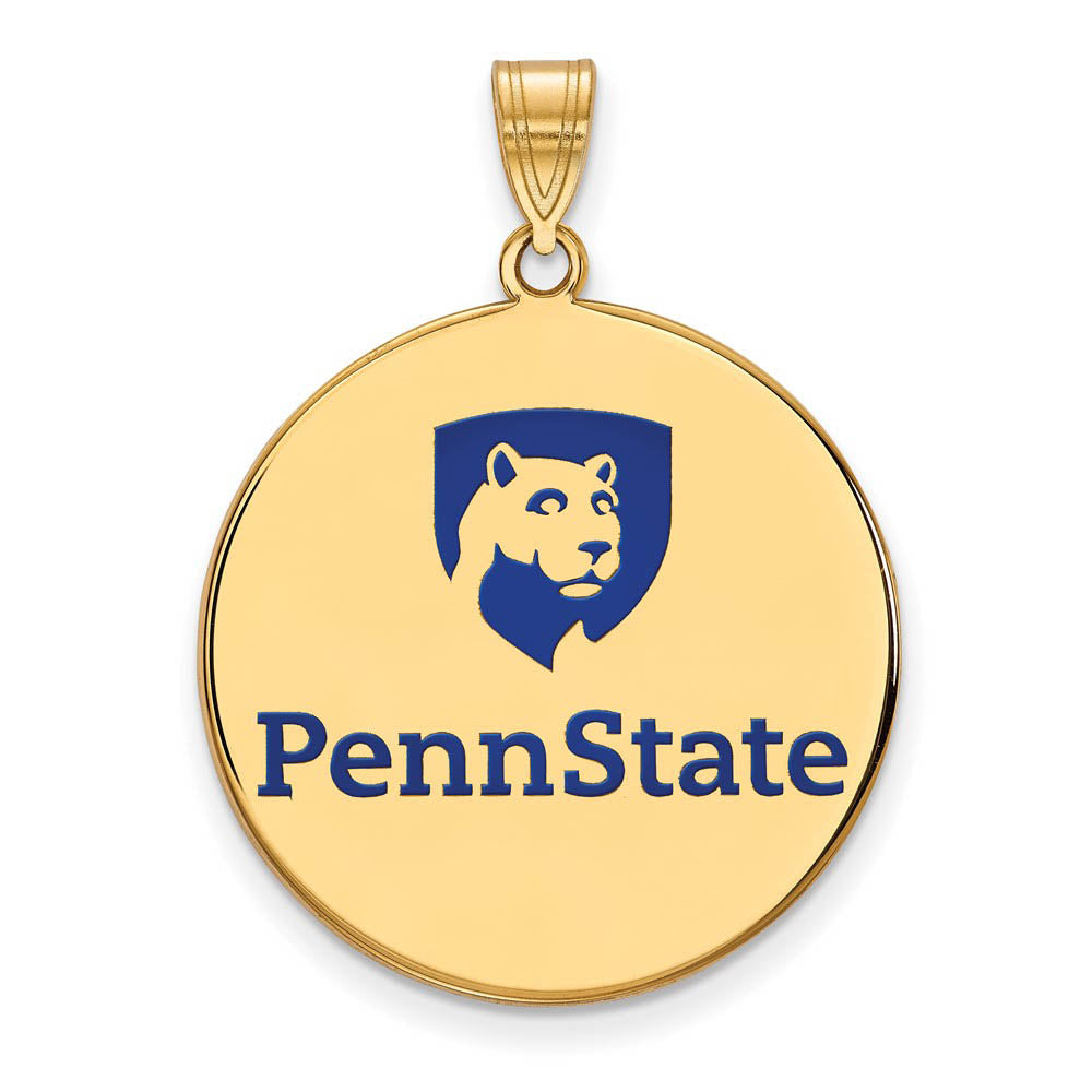 14k Gold Plated Silver Penn State XL Enamel Disc Pendant, Item P25293 by The Black Bow Jewelry Co.