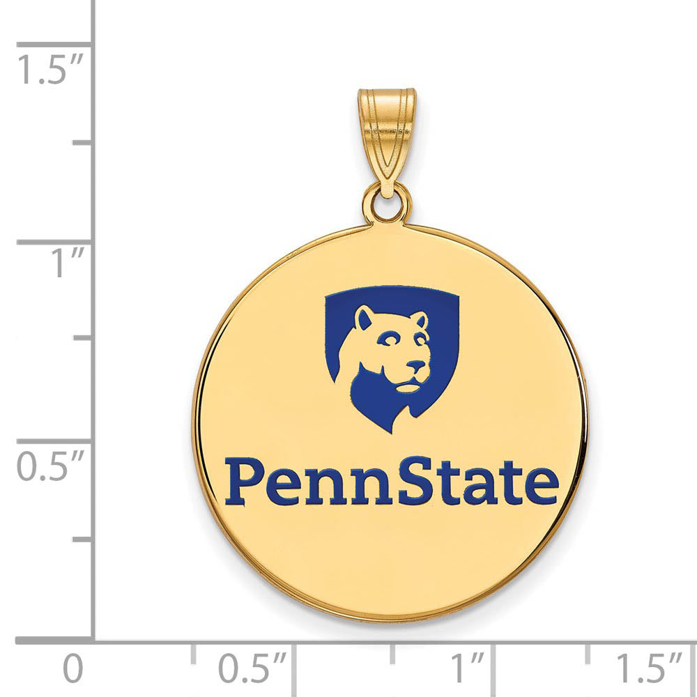Alternate view of the 14k Gold Plated Silver Penn State XL Enamel Disc Pendant by The Black Bow Jewelry Co.