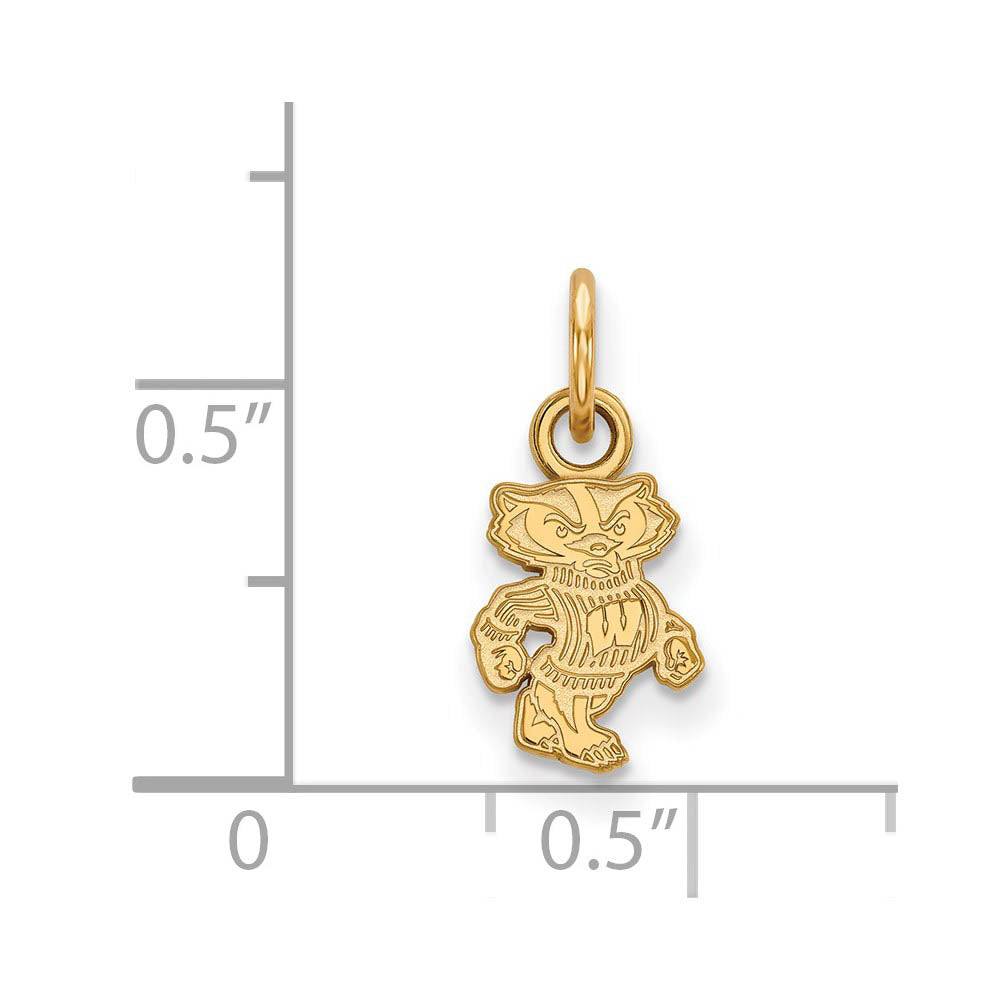 Alternate view of the 14k Gold Plated Silver U. of Wisconsin XS (Tiny) Badgers Charm Pendant by The Black Bow Jewelry Co.