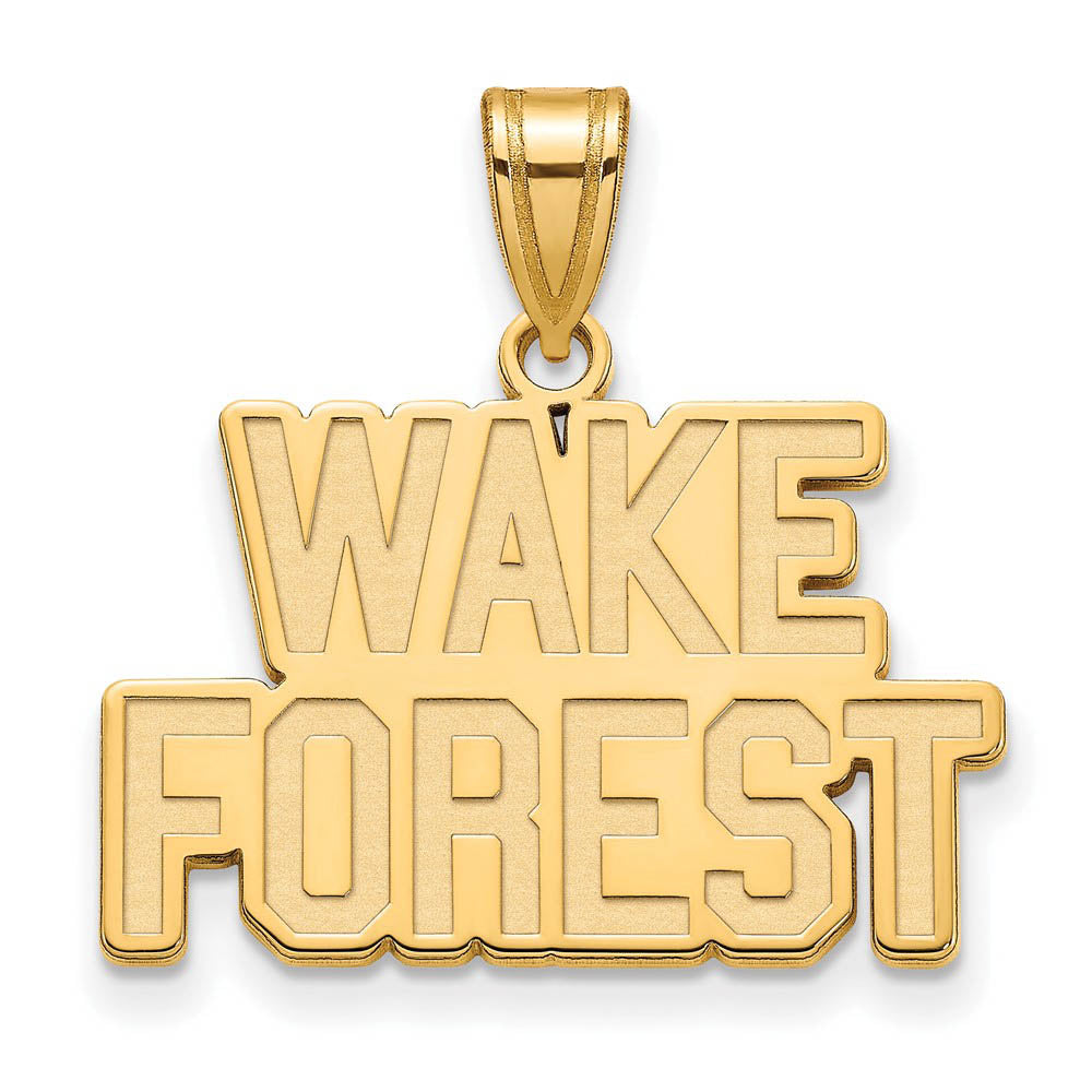 14k Gold Plated Silver Wake Forest U. Medium Logo Pendant, Item P25329 by The Black Bow Jewelry Co.