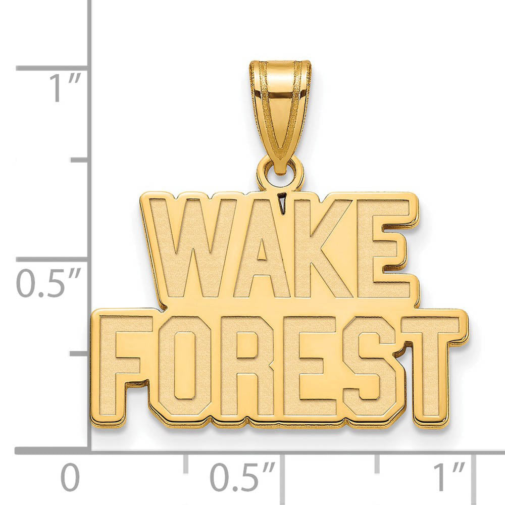 Alternate view of the 14k Gold Plated Silver Wake Forest U. Medium Logo Pendant by The Black Bow Jewelry Co.