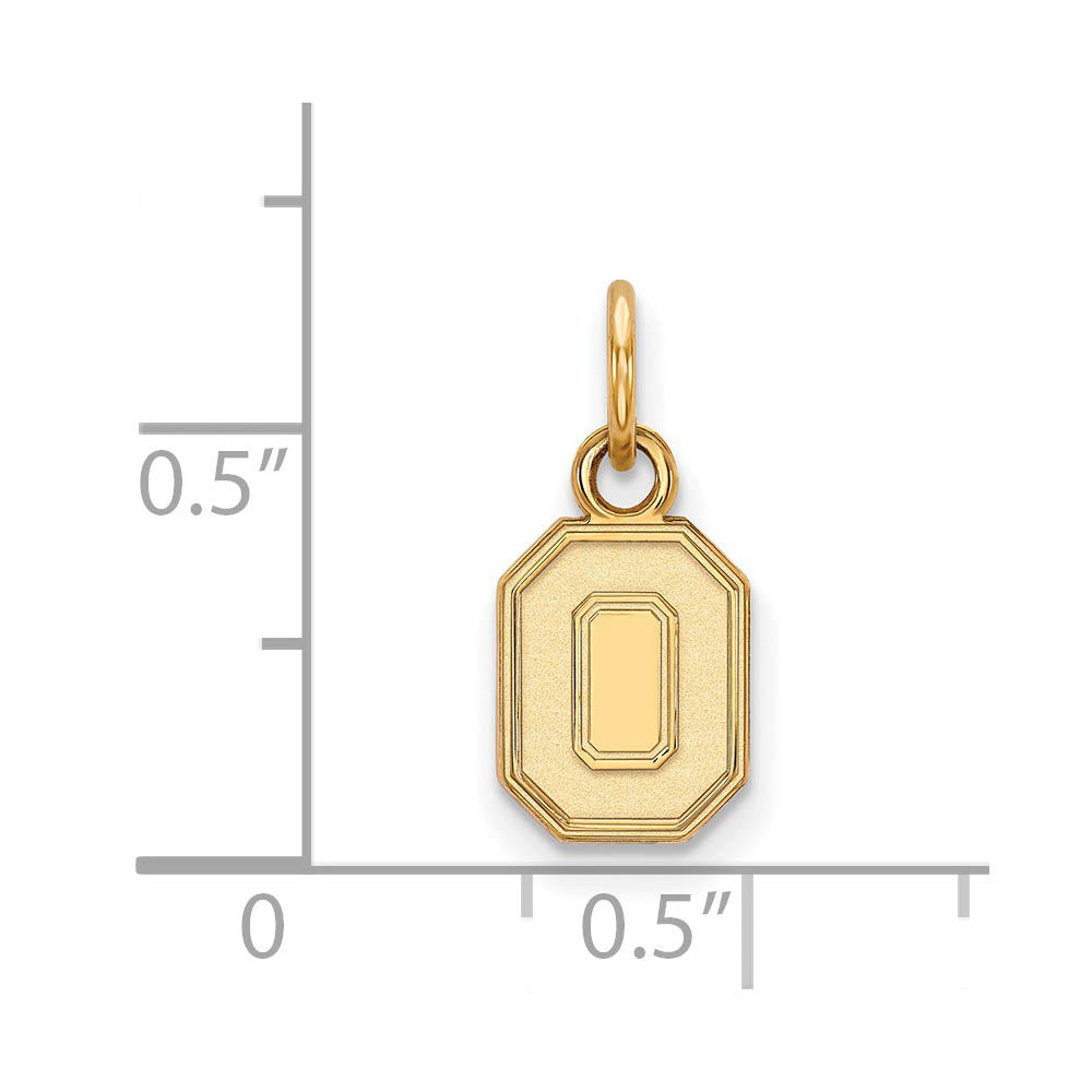 Alternate view of the 14k Gold Plated Silver Ohio State XS (Tiny) 'O' Charm or Pendant by The Black Bow Jewelry Co.