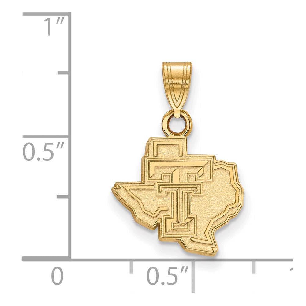 Alternate view of the 14k Gold Plated Silver Texas Tech U. Small Pendant by The Black Bow Jewelry Co.