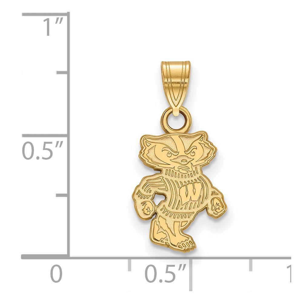 Alternate view of the 14k Gold Plated Silver U. of Wisconsin Small Badgers Pendant by The Black Bow Jewelry Co.