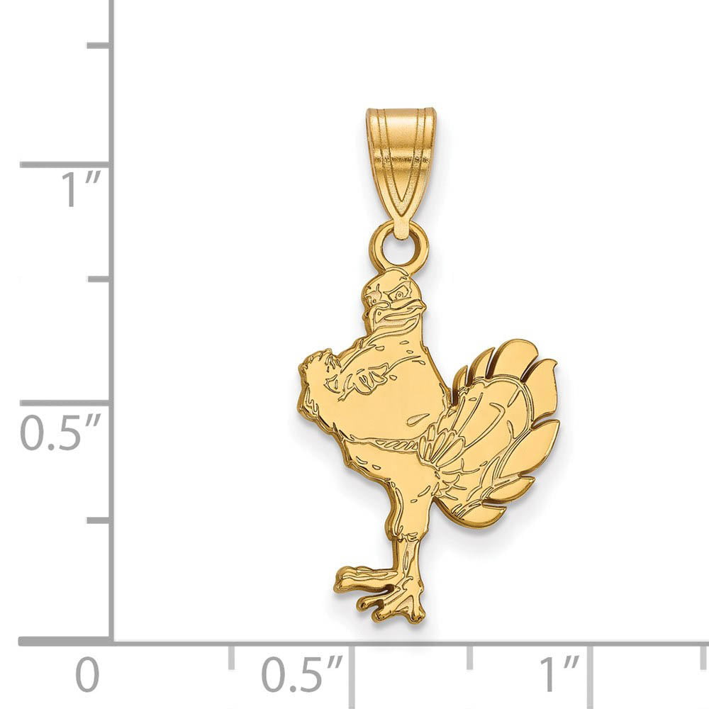 Alternate view of the 14k Gold Plated Silver Virginia Tech Large Mascot Logo Pendant by The Black Bow Jewelry Co.