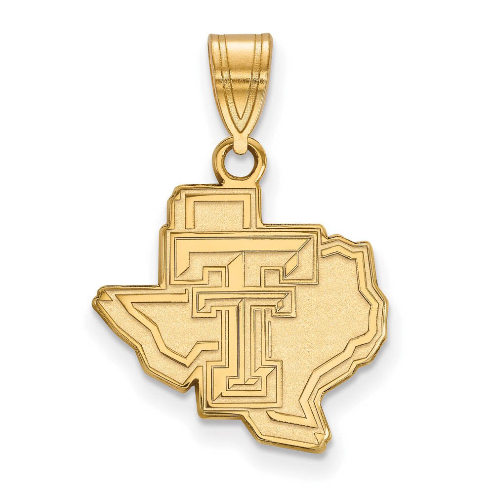 14k Gold Plated Silver Texas Tech U. Medium Logo Pendant, Item P25352 by The Black Bow Jewelry Co.