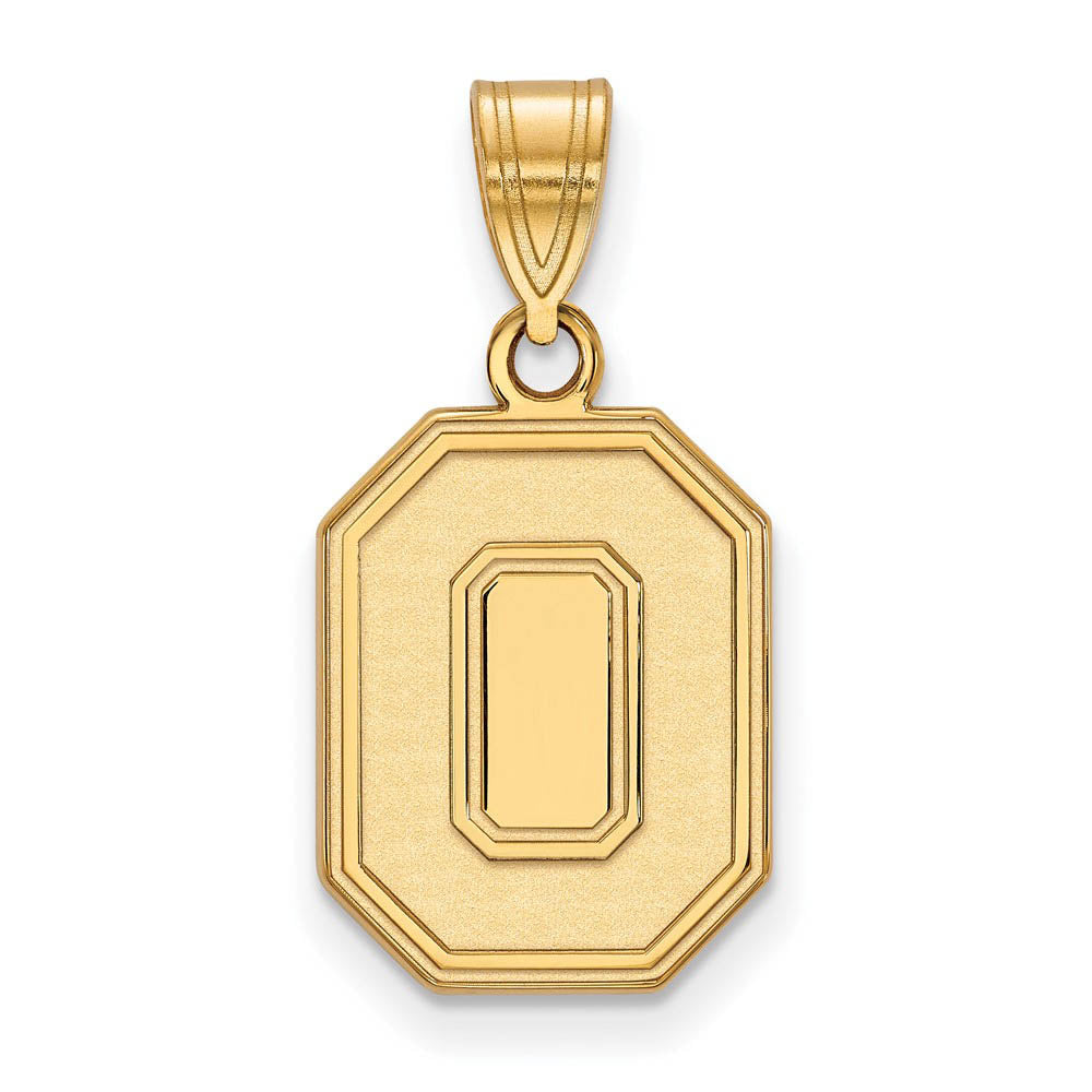 14k Gold Plated Silver Ohio State Medium 'O' Pendant, Item P25366 by The Black Bow Jewelry Co.