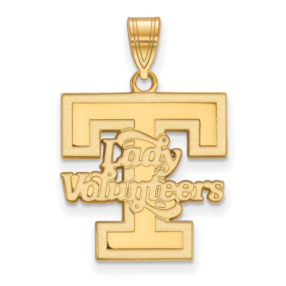 14k Gold Plated Silver U. of Tennessee Large 'T' Logo Pendant, Item P25373 by The Black Bow Jewelry Co.