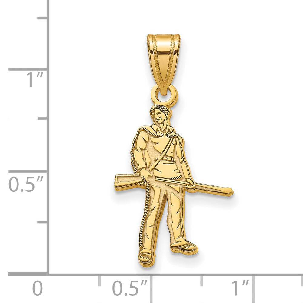 Alternate view of the 14k Gold Plated Silver West Virginia U. Large Mascot Pendant by The Black Bow Jewelry Co.