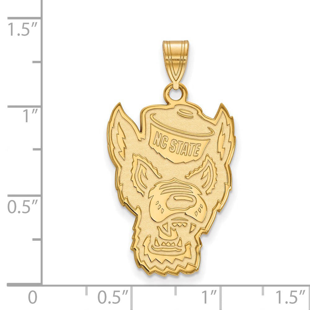 Alternate view of the 14k Gold Plated Silver North Carolina State XL Logo Pendant by The Black Bow Jewelry Co.