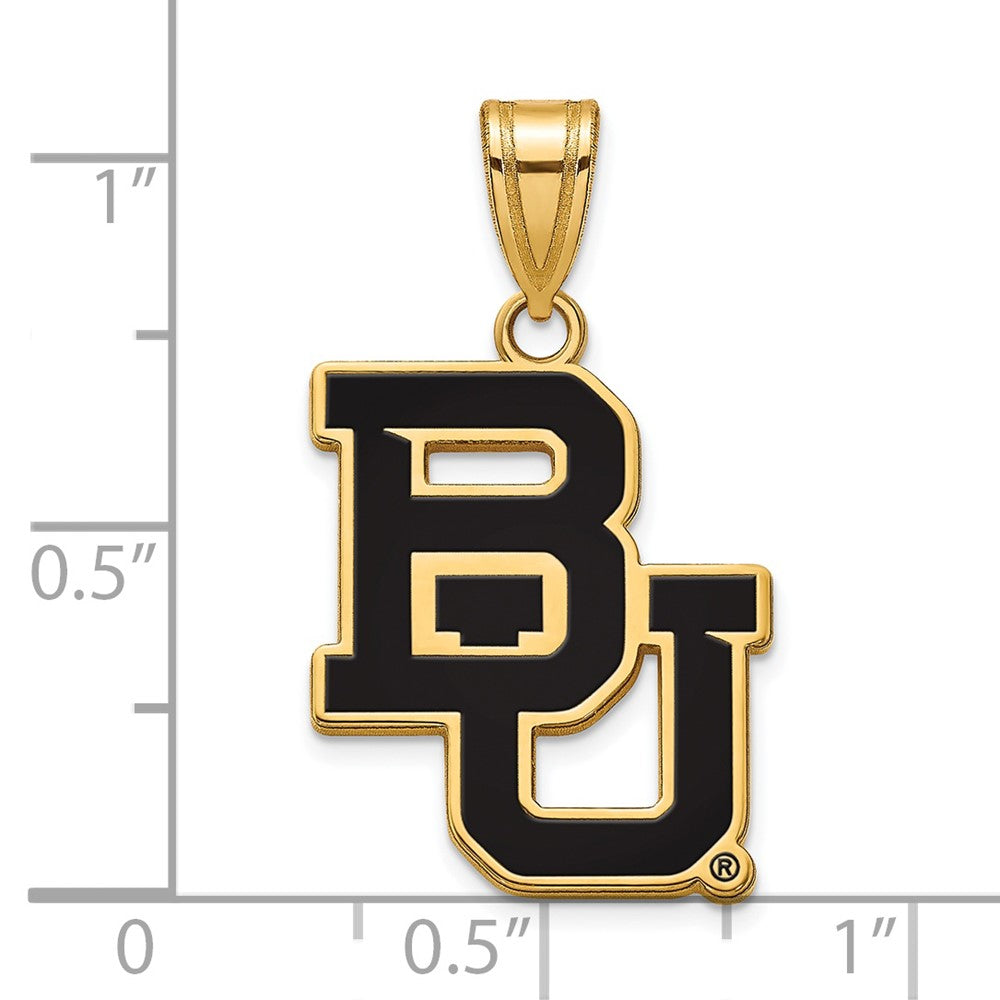 Alternate view of the 14k Gold Plated Silver Baylor U Large 'BU' Enamel Pendant by The Black Bow Jewelry Co.