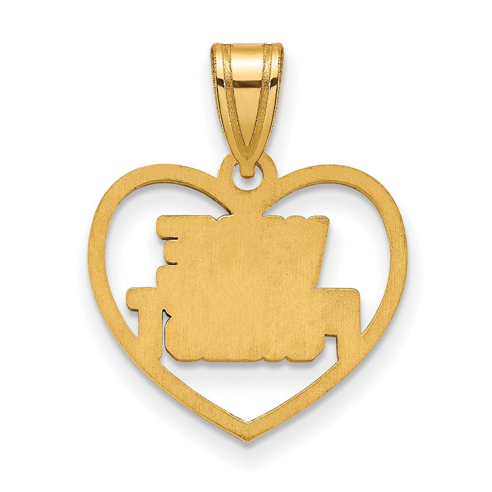 Alternate view of the 14k Gold Plated Silver Wake Forest U. Logo Heart Pendant by The Black Bow Jewelry Co.