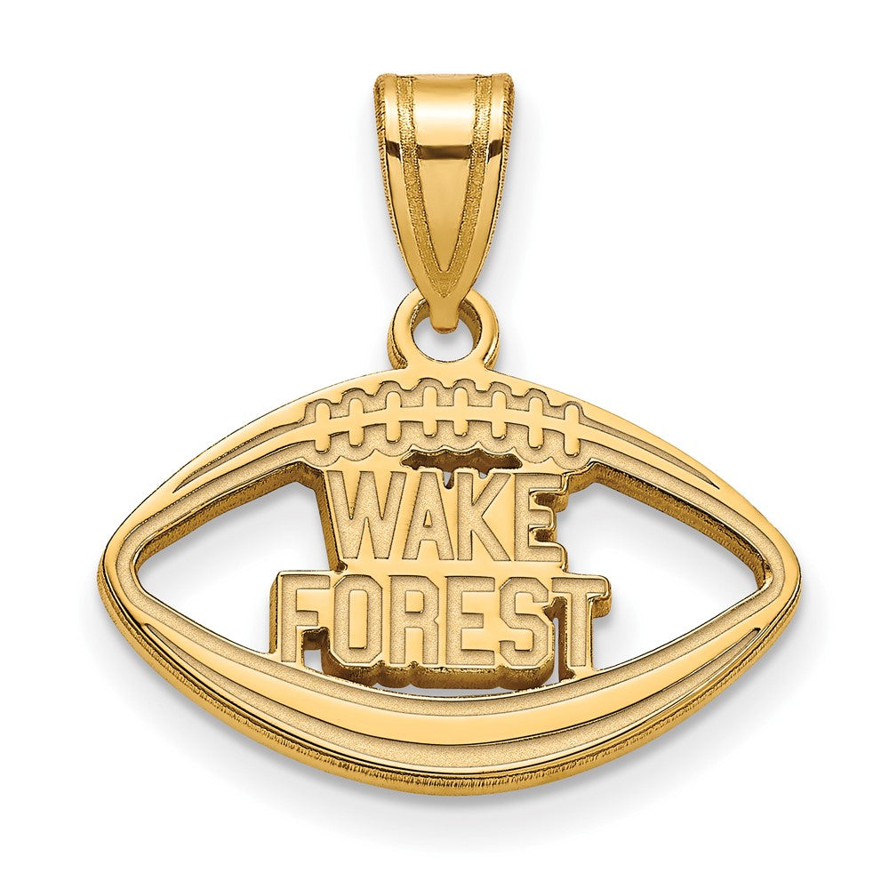 14k Gold Plated Silver Wake Forest U. Logo Football Pendant, Item P25391 by The Black Bow Jewelry Co.