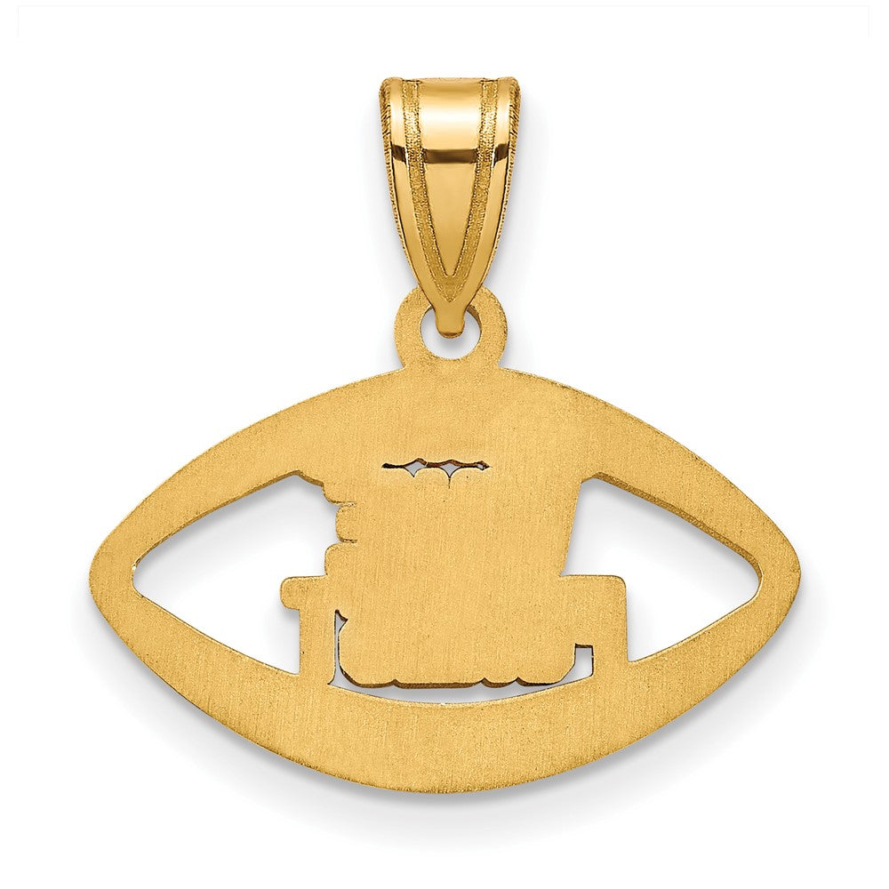 Alternate view of the 14k Gold Plated Silver Wake Forest U. Logo Football Pendant by The Black Bow Jewelry Co.