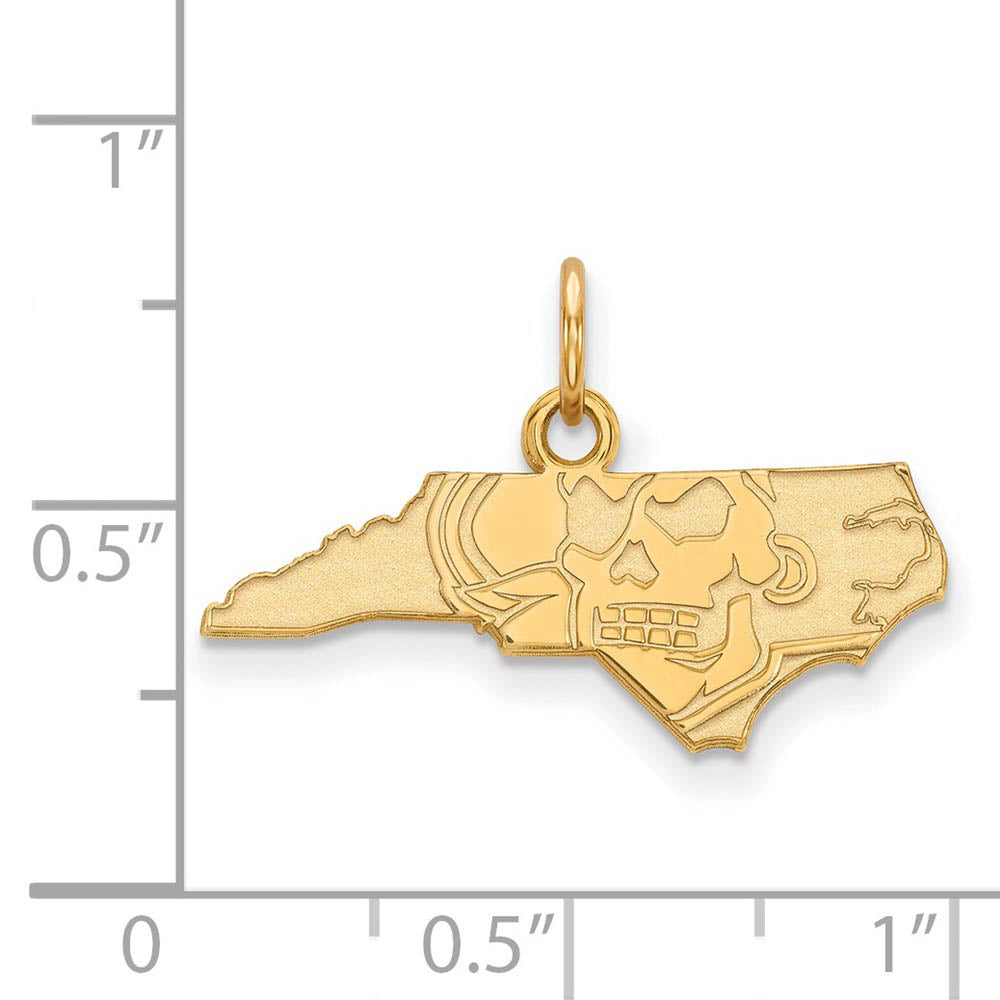 Alternate view of the 14k Gold Plated Silver East Carolina U XS (Tiny) Charm or Pendant by The Black Bow Jewelry Co.