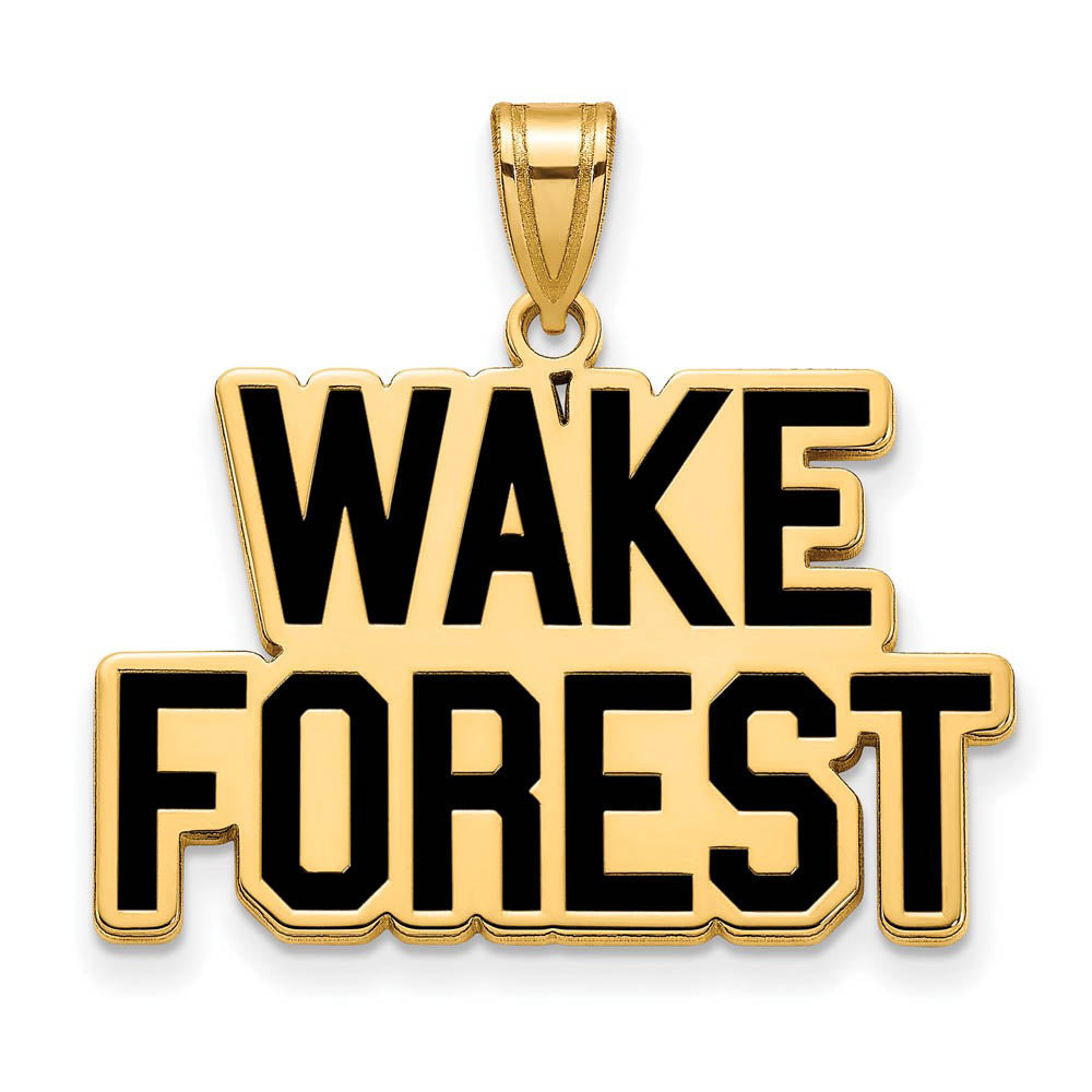 14k Gold Plated Silver Wake Forest U. Large Enamel Logo Pendant, Item P25400 by The Black Bow Jewelry Co.