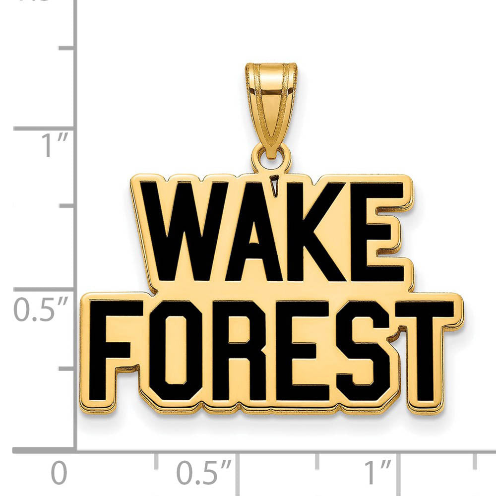 Alternate view of the 14k Gold Plated Silver Wake Forest U. Large Enamel Logo Pendant by The Black Bow Jewelry Co.