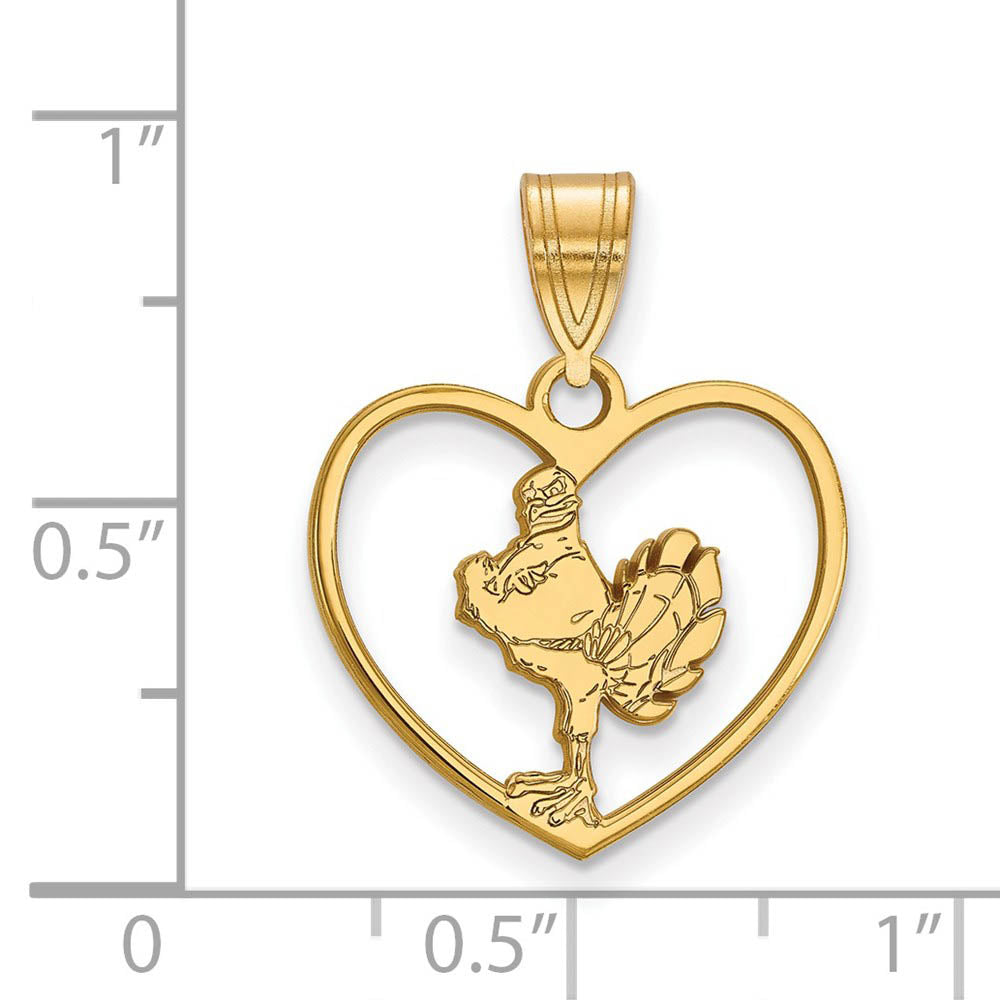 Alternate view of the 14k Gold Plated Silver Virginia Tech Mascot Logo Heart Pendant by The Black Bow Jewelry Co.