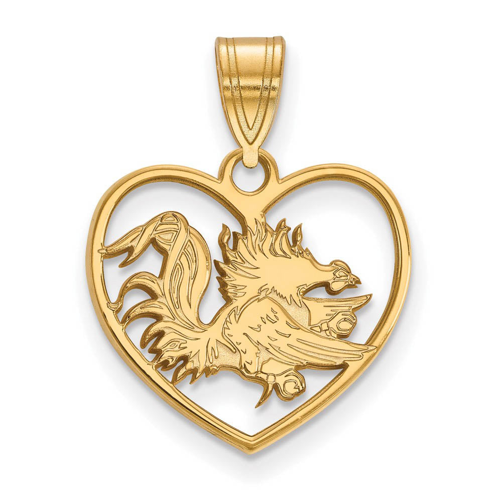 14k Gold Plated Silver South Carolina Heart Pendant, Item P25417 by The Black Bow Jewelry Co.