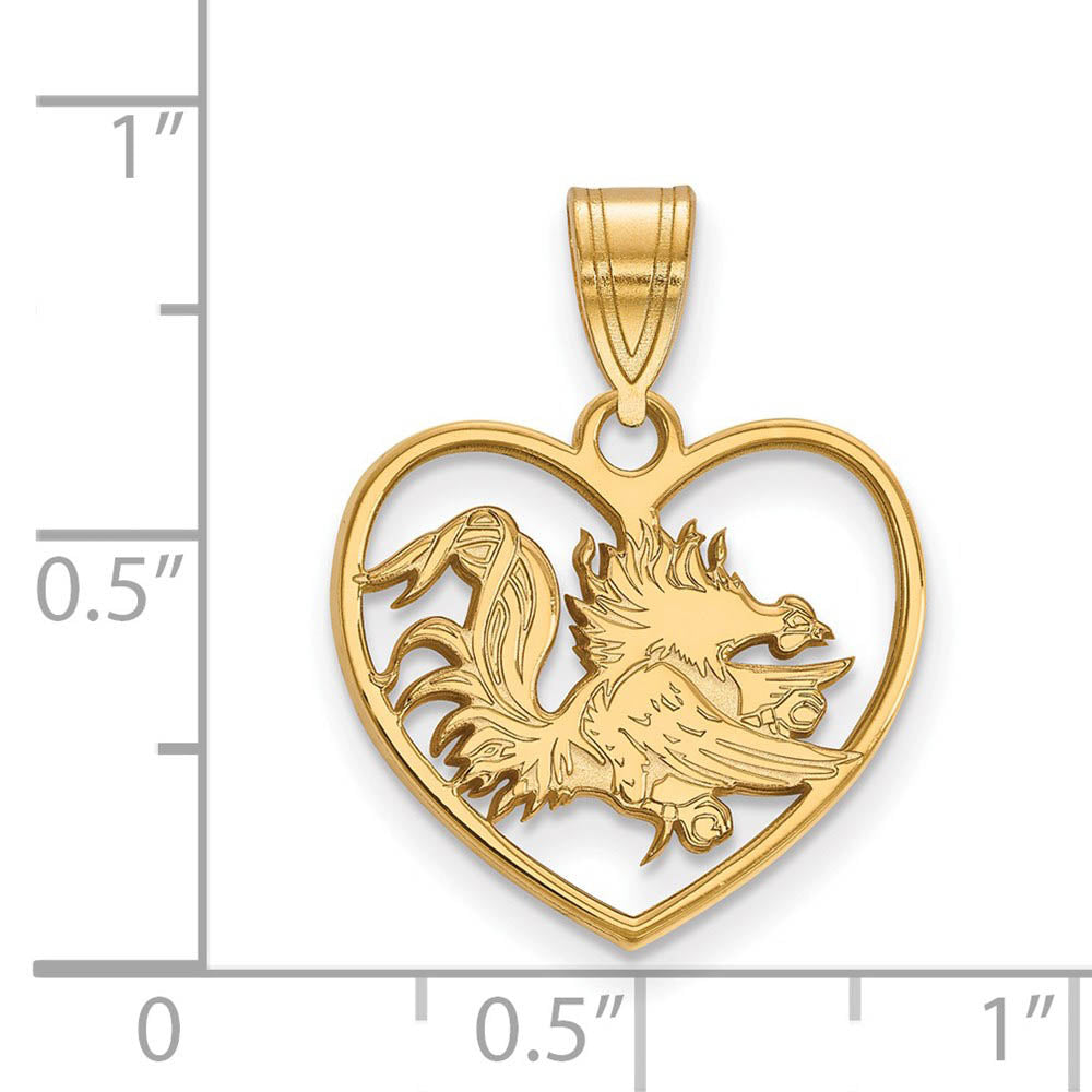 Alternate view of the 14k Gold Plated Silver South Carolina Heart Pendant by The Black Bow Jewelry Co.