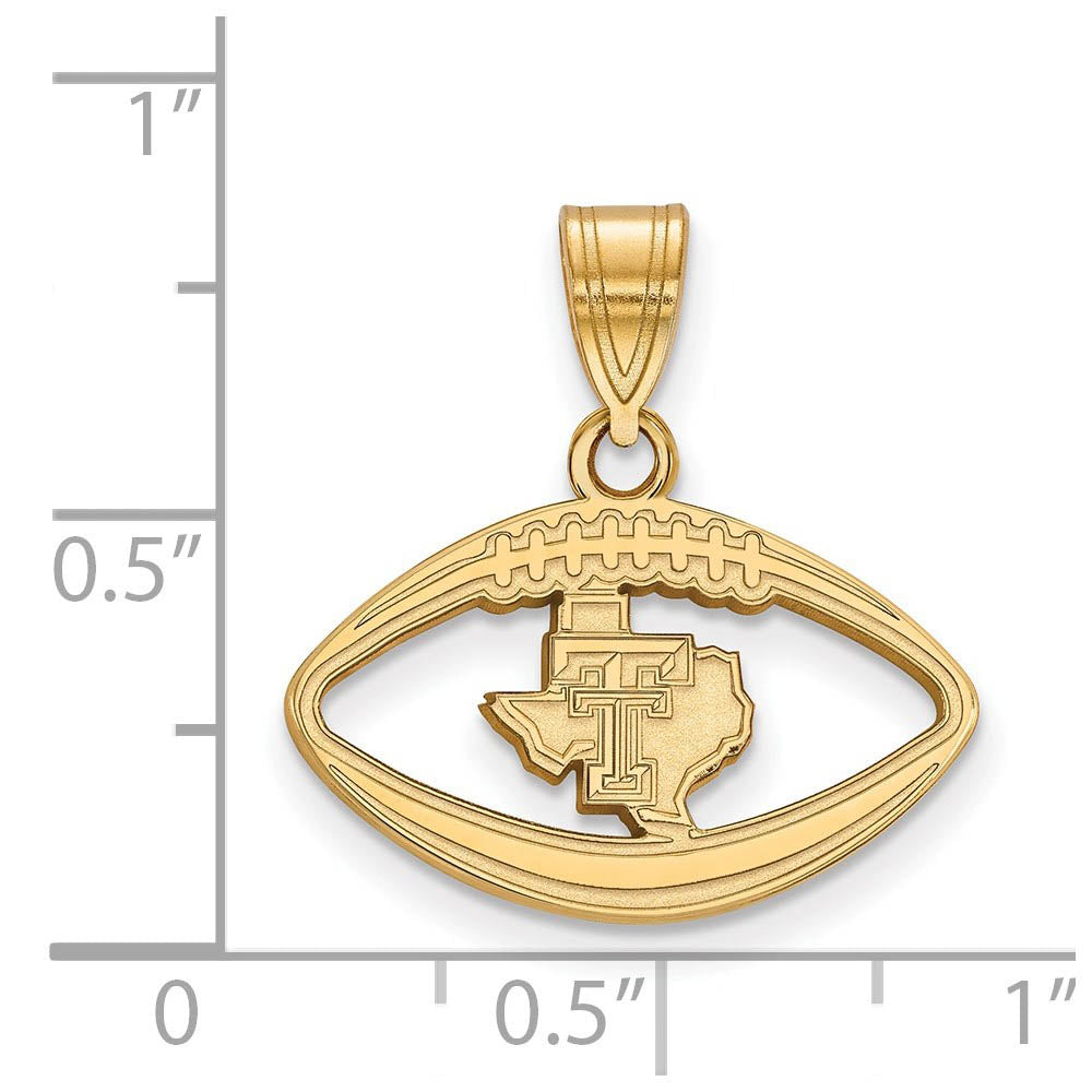 Alternate view of the 14k Gold Plated Silver Texas Tech U. Football Pendant by The Black Bow Jewelry Co.