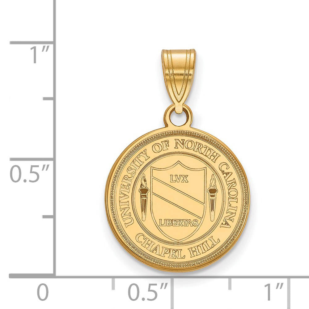 Alternate view of the 14k Gold Plated Silver North Carolina Med Crest Pendant by The Black Bow Jewelry Co.