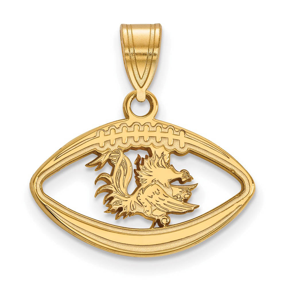 14k Gold Plated Silver South Carolina Football Pendant, Item P25425 by The Black Bow Jewelry Co.