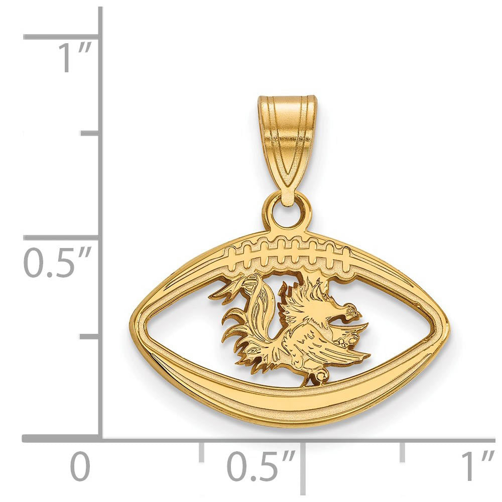 Alternate view of the 14k Gold Plated Silver South Carolina Football Pendant by The Black Bow Jewelry Co.