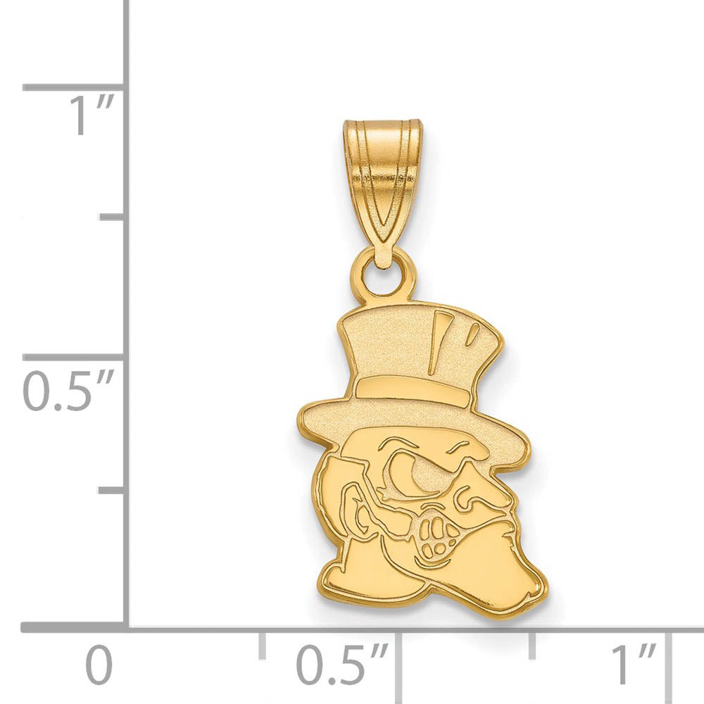 Alternate view of the 14k Gold Plated Silver Wake Forest U. Medium Mascot Pendant by The Black Bow Jewelry Co.